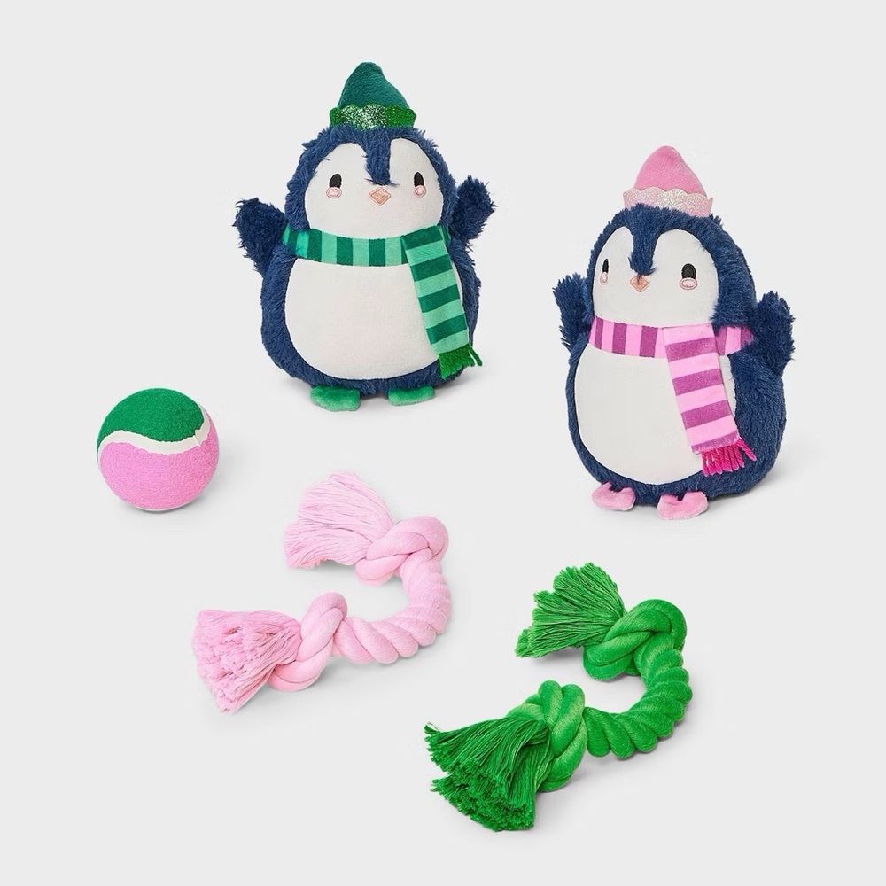 Penguins nwt Dog Plush Toy Set - 5pcs - Boots & Barkley